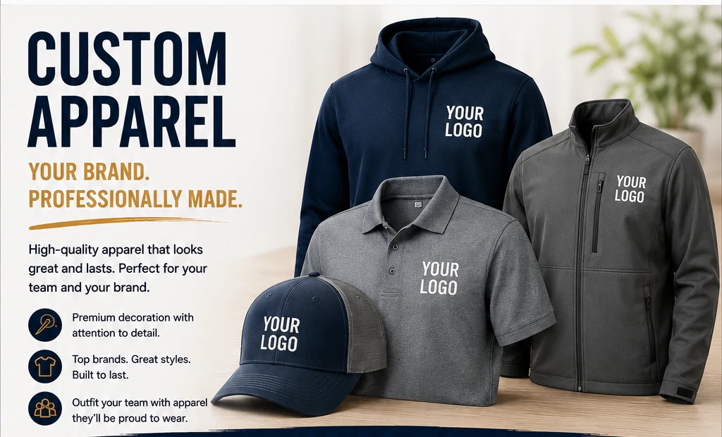 Custom embroidered and printed apparel