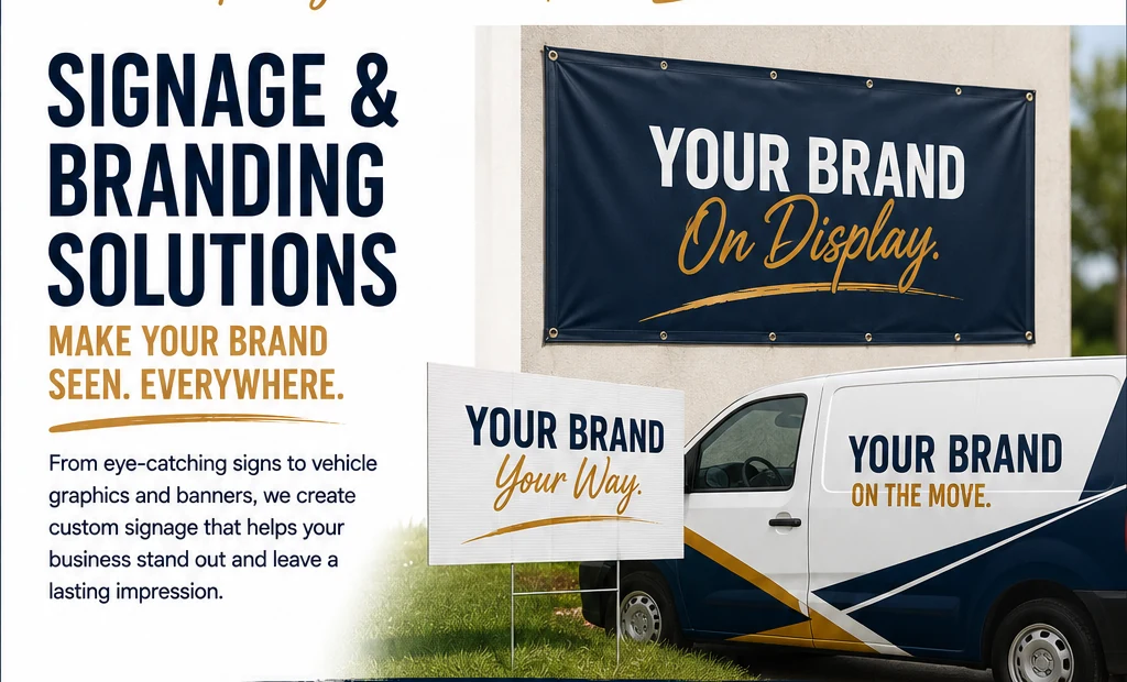 Signage and branding with banners, yard signs and vehicle graphics